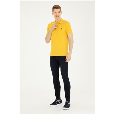 Erkek Slim Fit Polo Yaka Safran Basic Tişört