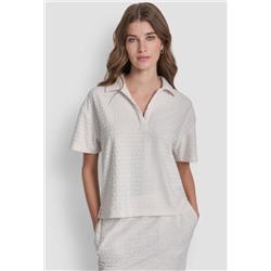 LOGO JACQUARD BOXY POLO TEE