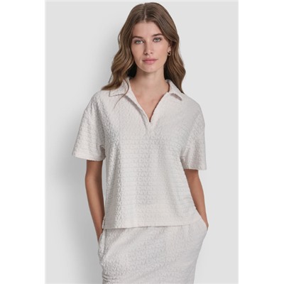 LOGO JACQUARD BOXY POLO TEE