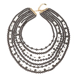 Колье Водопад (Майорка темно-серая 4-8мм; покрытие золото) 50-55см, Есть комплект