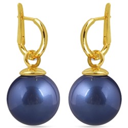 Серьги (Майорка 16мм черничная; покрытие золото ), Есть комплект