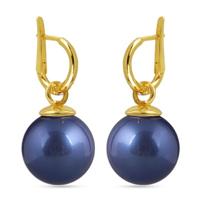 Серьги (Майорка 16мм черничная; покрытие золото ), Есть комплект