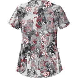 UA Vintage Paisley Poppy Asymmetrical Scrub Top