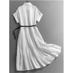 Женское льняное платье рубашка с ремнем   2 цвета