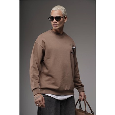 Свитшот  журавли коричневый