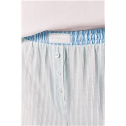 Pijama largo algodón pantalón rayas verde