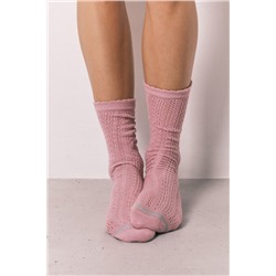 Calcetines largos rosa textura lurex