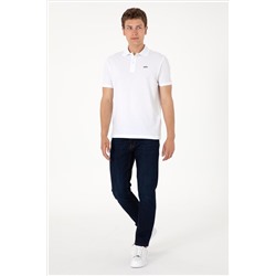 Erkek Regular Fit Polo Yaka Beyaz Basic Tişört