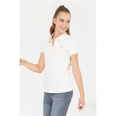 Kadın Ekru Basic Polo Yaka Tişört