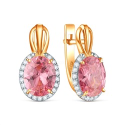 Серьги из золочёного серебра с синтетическим бриллиантом 2-6003з-01