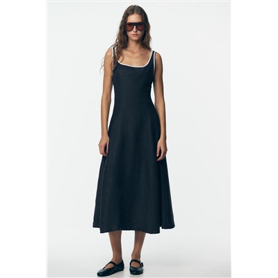 VESTIDO MIDI LINO VIVOS CONTRASTE