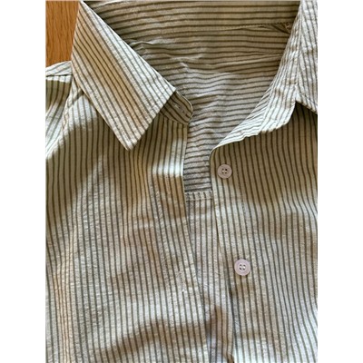 Хлопковая свободная рубашка с коротким рукавом