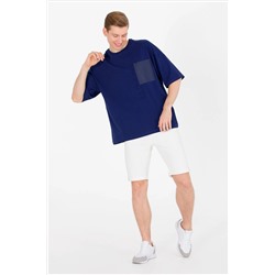 Erkek Lacivert Oversize Bisiklet Yaka Tişört