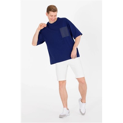 Erkek Lacivert Oversize Bisiklet Yaka Tişört