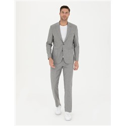 Gri Slim Fit Yün Karışımlı Takım Elbise