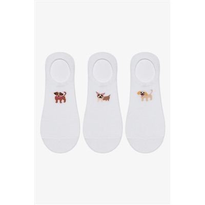 Penti 3 Çift Pamuklu Köpek Desenli Sneaker Çorap