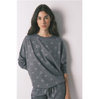 Pijama largo 100% algodón gris logo Mickey