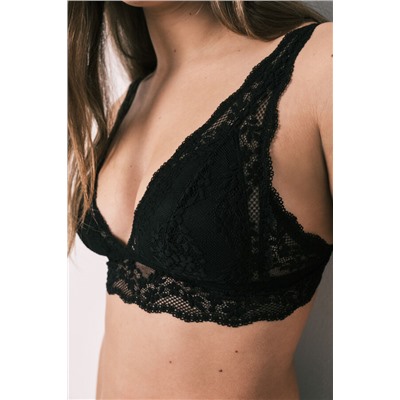 Sujetador triangular relleno encaje negro FANTASTIC