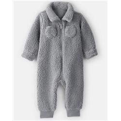 Carter's   Baby Boy Sherpa Pocket Zip-Up Jumpsuit - Grey