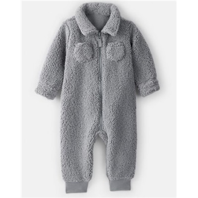 Carter's   Baby Boy Sherpa Pocket Zip-Up Jumpsuit - Grey