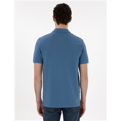 Koyu Mavi Regular Fit %100 Pamuk Polo Yaka Basic Tişört
