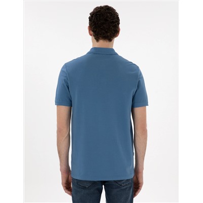 Koyu Mavi Regular Fit %100 Pamuk Polo Yaka Basic Tişört