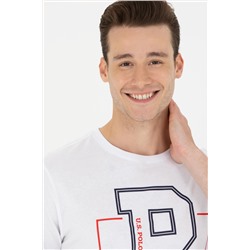 Erkek Beyaz Bisiklet Yaka Tişört