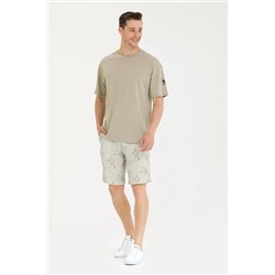 Erkek Haki Oversize Bisiklet Yaka Tişört