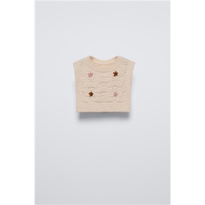 KNIT COLLAR WITH FLORAL EMBROIDERY