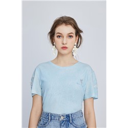 Camiseta de lino Celeste