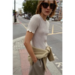 CONTRAST CUT KNIT T-SHIRT