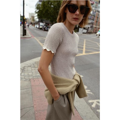 CONTRAST CUT KNIT T-SHIRT