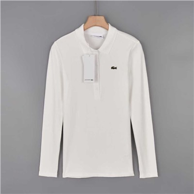 Женская простая и универсальная приталенная рубашка поло с длинными рукавами ЛАКОСТ*Е