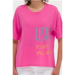 Kadın Pembe Bisiklet Yaka Tişört