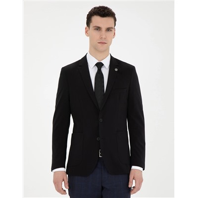 Siyah Esnek Fit Blazer Ceket