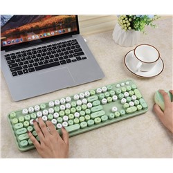 UBOTIE Colorful Computer Wireless Keyboards Mouse Combos, Typewriter Flexible Keys Office Full-Sized Keyboard, 2.4GHz Dropout-Free Connection and Optical Mouse (Green-Colorful)