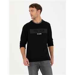 Siyah Regular Fit Bisiklet Yaka Sweatshirt