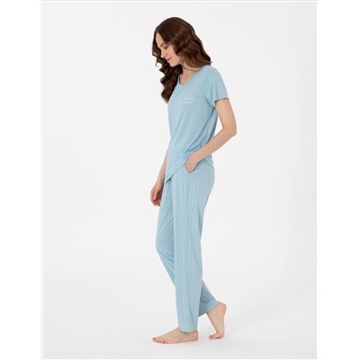 Mavi Kısakollu Pijama Takımı