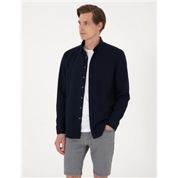 Lacivert Slim Fit Uzun Kollu Gömlek