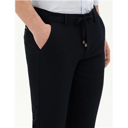 Lacivert Slim Fit Jogger Kanvas Pantolon