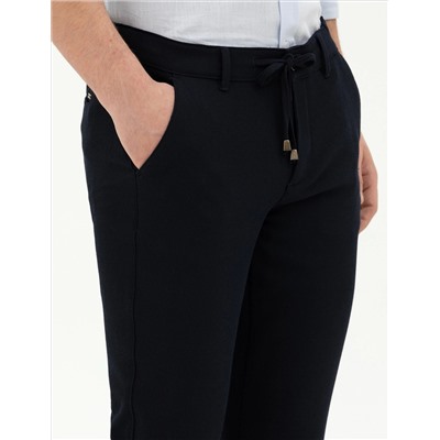 Lacivert Slim Fit Jogger Kanvas Pantolon
