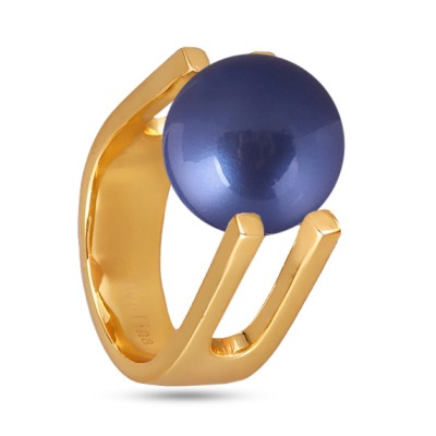 Кольцо (Майорка 14мм черничная; покрытие золото), Есть комплект