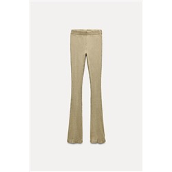 WASHED EFFECT RIBBED BELL BOTTOM TROUSERS