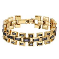 Браслет Богемия 18-20см (кристаллы SW темно-серые; покрытие золото), Есть комплект