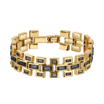 Браслет Богемия 18-20см (кристаллы SW темно-серые; покрытие золото), Есть комплект