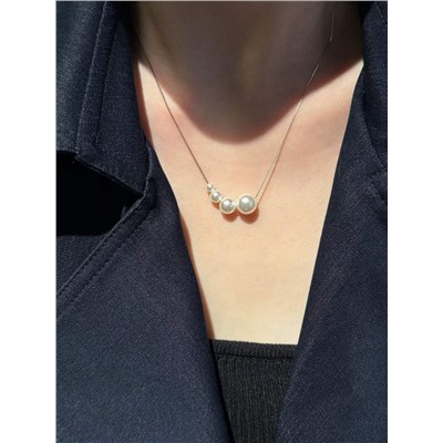 Ожерелье  Серебряная цепочка с жемчужинами   Tiffan*y Серия Tida*l Sequenc*e