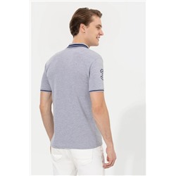 Erkek Gri Melanj Basic Polo Yaka Tişört