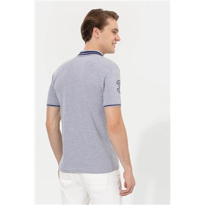 Erkek Gri Melanj Basic Polo Yaka Tişört