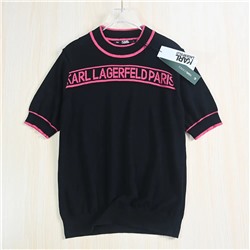 Трикотажная футболка Karl Lagerfel*d с круглым вырезом и контрастными строчками