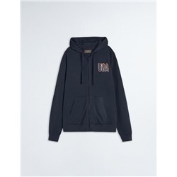 Hooded Fleece Jacket, Men, Dark Blue